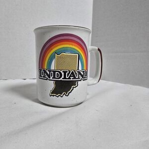 Indiana Souvenir Vintage Mug Rainbow Retro Coffee Tea Cup Groovy Gift Prop NEW